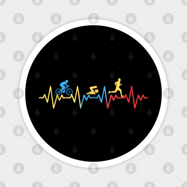 Triathlete Heartbeat Line Magnet by The WYLD Tribe
